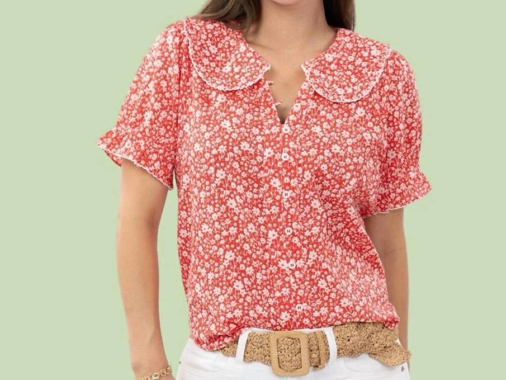 NEW IVY JANE the sweetheart floral top in red